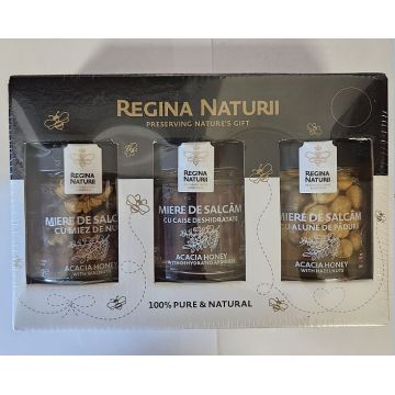 Słodki zestaw miodów 3x250g z orzechami włoskimi, laskowymi i morelą
